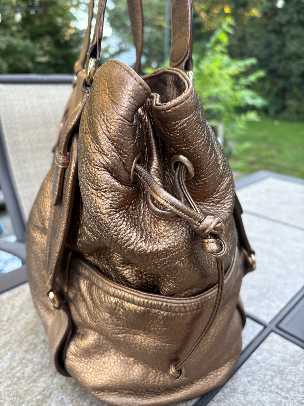 Michael Kors Metallic Brown Leather Satchel - Picture 6 of 16